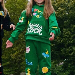 Lola + The Boys Vibrant Green Graphic Hoodie Set